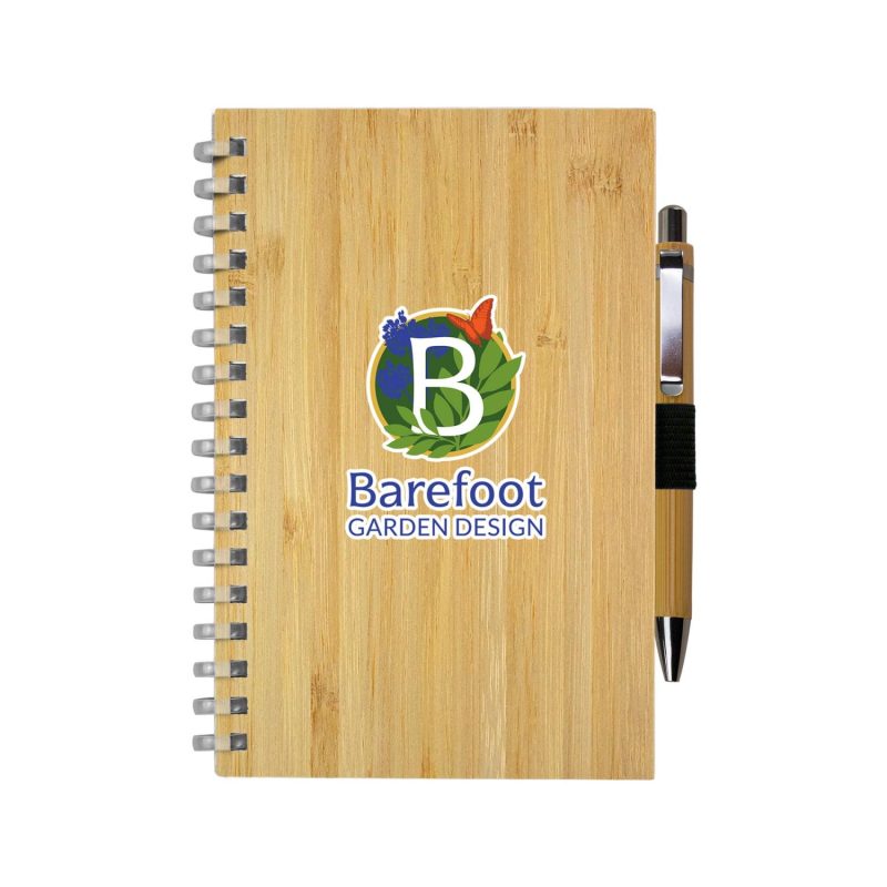 Custom Bamboo Spiral Notebook Pen Set - 2