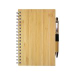 Custom Bamboo Spiral Notebook Pen Set - 3