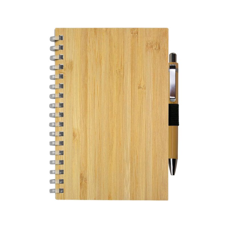 Custom Bamboo Spiral Notebook Pen Set - 3