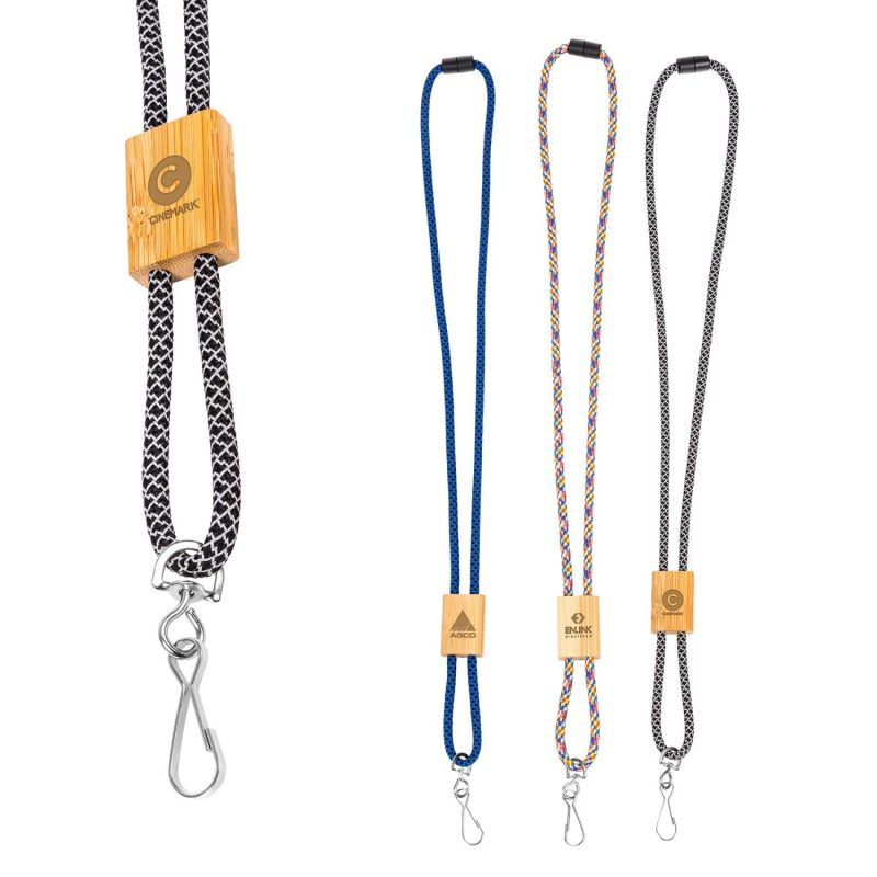 Custom Braided Rope Lanyard with Bamboo Adjuster