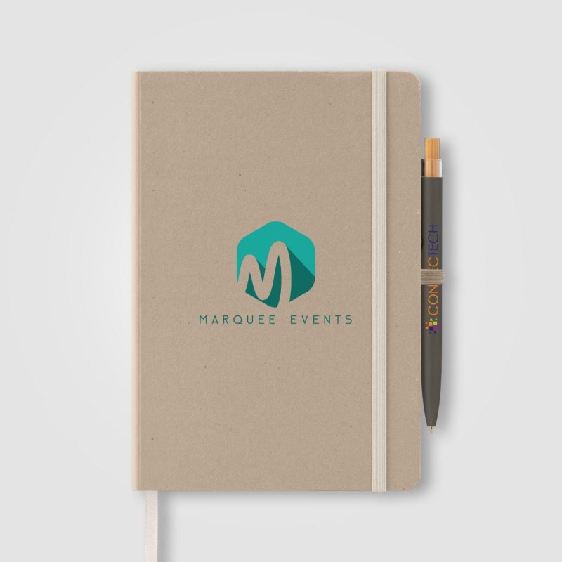 Custom Terra Recycled Milk Carton Hard Cover A5 Notebook & Reborn Pen Set - 1