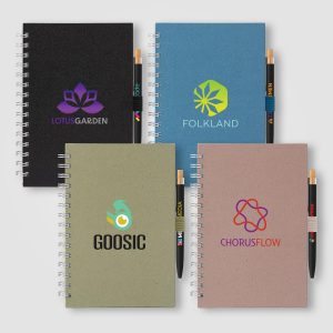 Custom Terra Recycled Milk Carton Hard Cover Spiral A5 Notebook & Reborn Pen Set