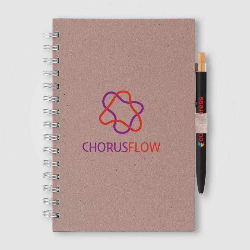 Custom Terra Recycled Milk Carton Hard Cover Spiral A5 Notebook & Reborn Pen Set - 4