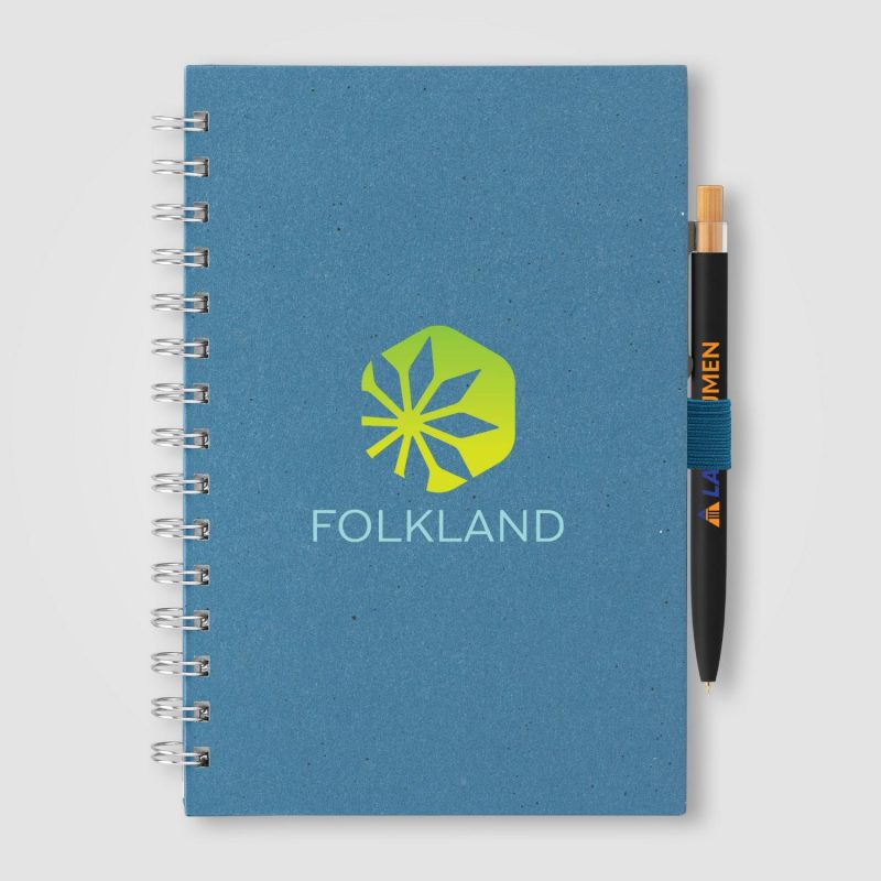 Custom Terra Recycled Milk Carton Hard Cover Spiral A5 Notebook & Reborn Pen Set - 5