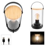Custom Vintage Bamboo Rechargeable Lantern With Handle - 1