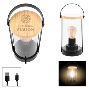 Custom Vintage Bamboo Rechargeable Lantern With Handle