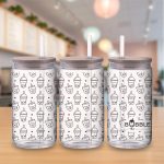 Custom 18 oz Can Glass with Bamboo Lid and Plastic Straw
