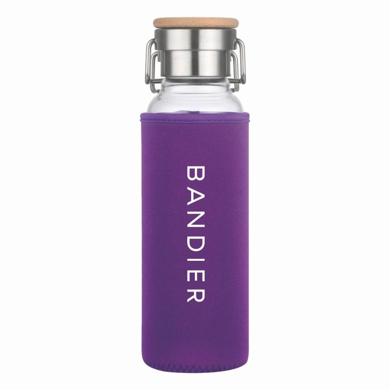 Custom 20 Oz Glass Water Bottle With Neoprene Protective Sleeve