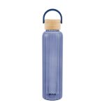 Custom 20 Oz. Ribbed Borosilicate Glass Bottle With Bamboo Lid - 4