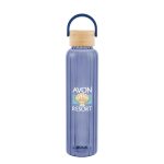 Custom 20 Oz. Ribbed Borosilicate Glass Bottle With Bamboo Lid - 5