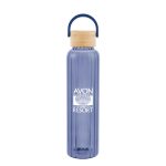 Custom 20 Oz. Ribbed Borosilicate Glass Bottle With Bamboo Lid - 6