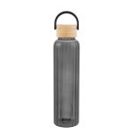 Custom 20 Oz. Ribbed Borosilicate Glass Bottle With Bamboo Lid - 7