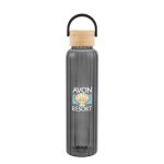 Custom 20 Oz. Ribbed Borosilicate Glass Bottle With Bamboo Lid - 8