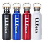 Custom 20 oz. Stainless Steel Water Bottle with Screw-on Bamboo Lid