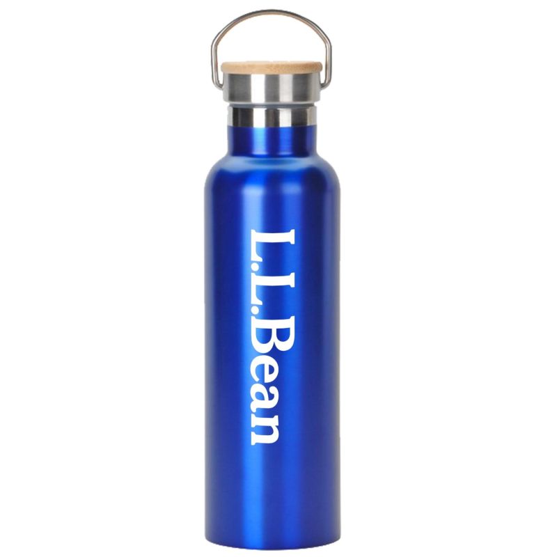 Custom 20 oz. Stainless Steel Water Bottle with Screw-on Bamboo Lid - 2