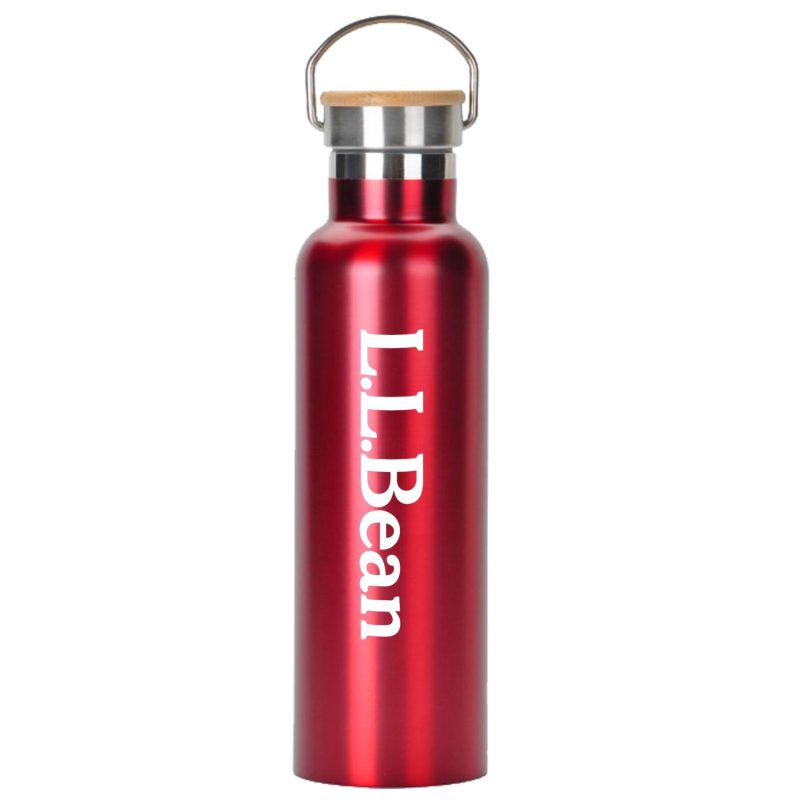 Custom 20 oz. Stainless Steel Water Bottle with Screw-on Bamboo Lid - 3