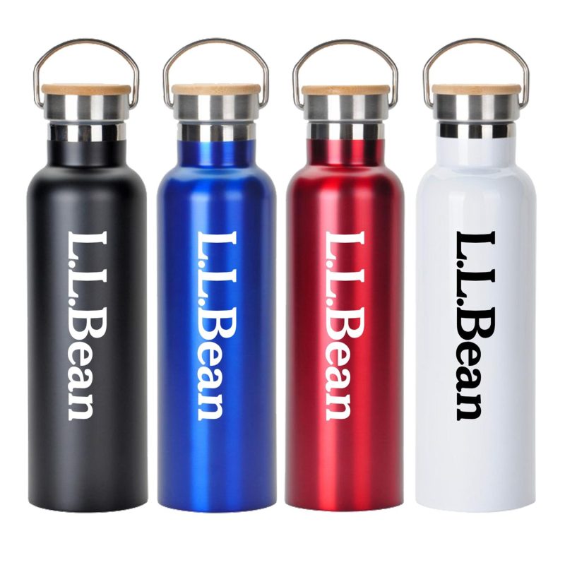 Custom 20 oz. Stainless Steel Water Bottle with Screw-on Bamboo Lid