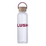 Custom 21 oz Glass Bottle with Inner Stripe with Easy Carry Bamboo Lid - 4