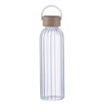 Custom 21 oz Glass Bottle with Inner Stripe with Easy Carry Bamboo Lid - 6