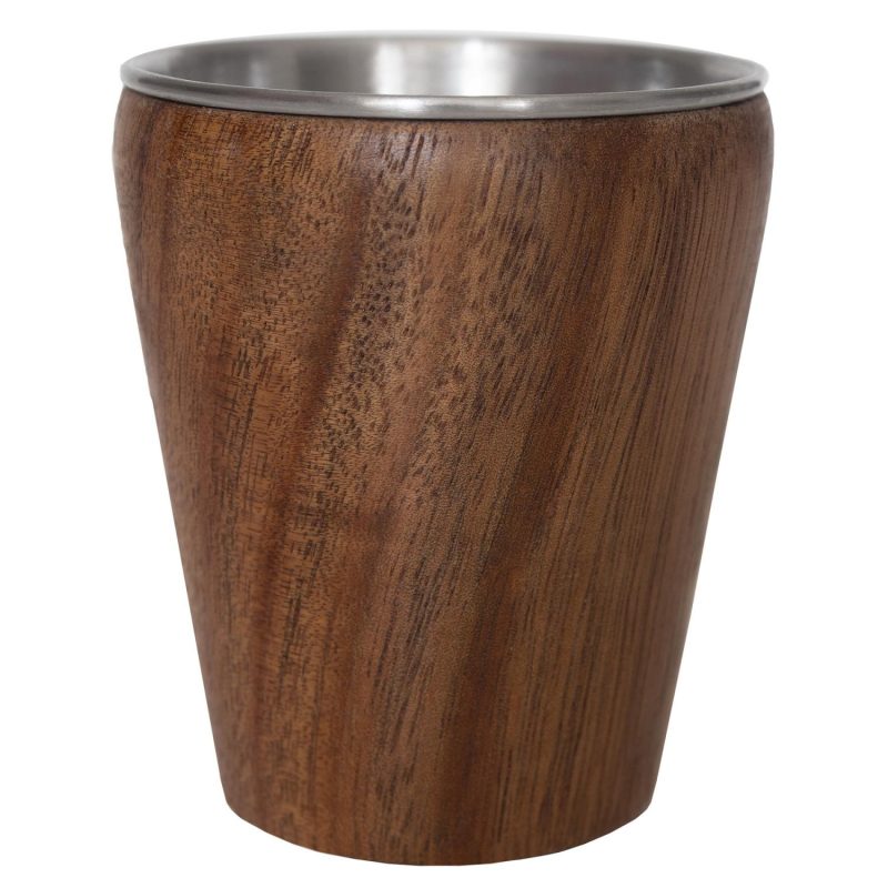 Custom Dark Acacia 2oz Shot Glass w/Stainless Steel Interior - 1
