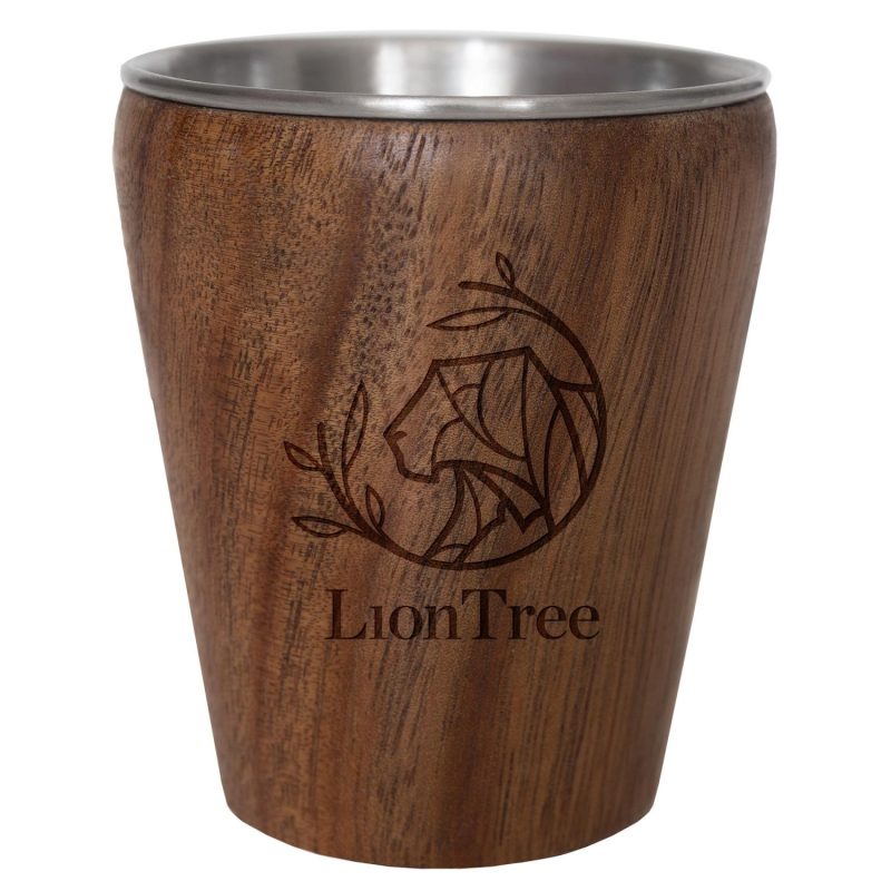 Custom Dark Acacia 2oz Shot Glass w/Stainless Steel Interior
