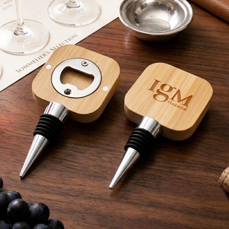 Custom Kirtle Bamboo Bottle Stopper w/Bottle Opener - 3