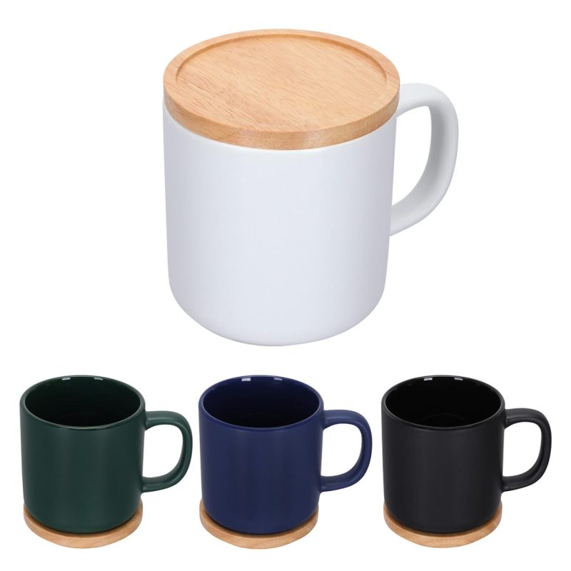 Custom Dalton 12 oz Ceramic Mug w/ Bamboo Lid/Coaster - 1