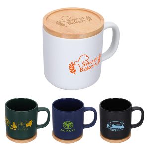 Custom Dalton 12 oz Ceramic Mug w/ Bamboo Lid/Coaster